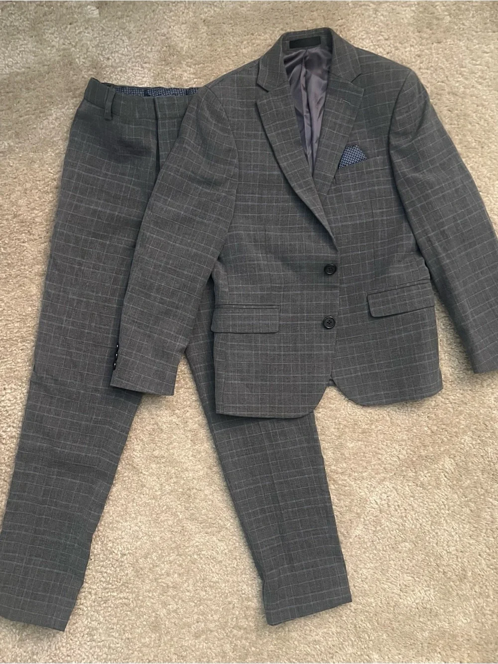 Ralph Lauren Gray Windowpane Suit Jacket & Trousers
